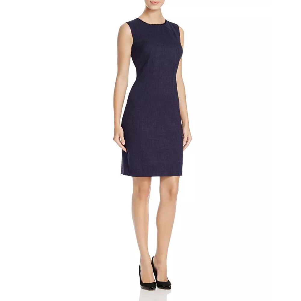 Elie Tahari Women's Emory Wool Sheath Dress Navy Blue Professional Office Wear 2